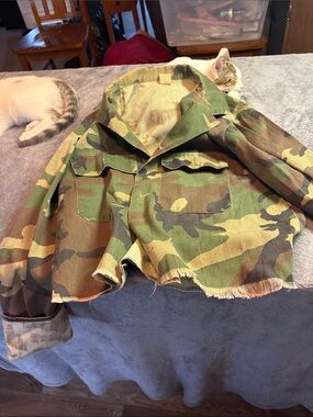 Camo Military Field Jacket in Green, Brown & Black Woodland